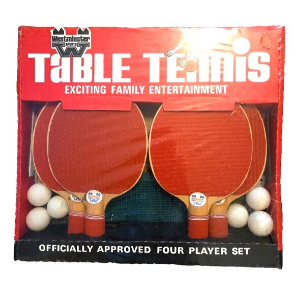 Vintage Westminster Sports Table Tennis Ping Pong Four Player Set 1960s NEW MCM - Picture 1 of 5
